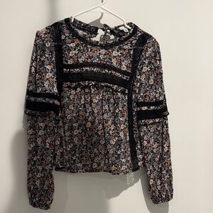American Eagle Outfitters Black Floral Blouse